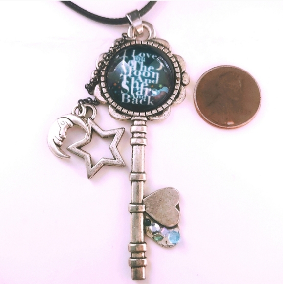Moon & Stars Embellished Key Pendant - Picture 11 of 11
